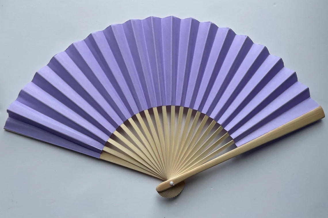 Handheld Lavender-Colored Wooden Fan